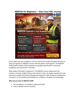 NEBOSH for Beginners – Start Your HSE Journey