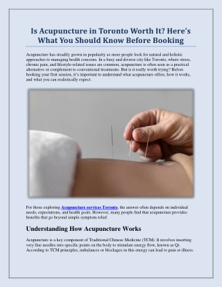 Is Acupuncture in Toronto Worth It? Here’s What You Should Know Before Booking