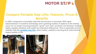 Compare Portable Step Lifts: Features, Prices & Benefits