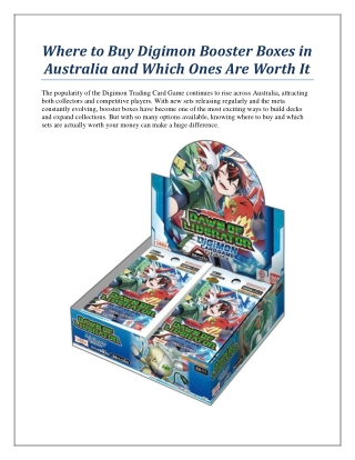 Where to Buy Digimon Booster Boxes in Australia and Which Ones Are Worth It