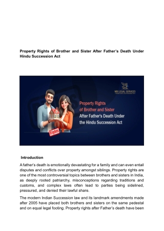 Property Rights of Brother and Sister After Father’s Death Under Hindu Successio