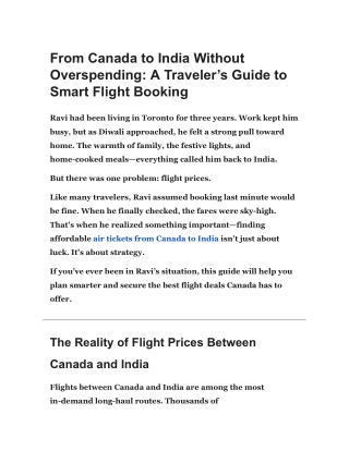 From Canada to India Without Overspending: Smart Guide to Affordable Flight Deal