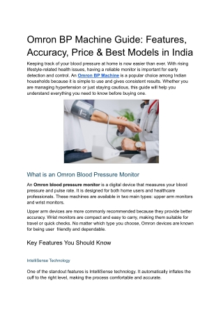Omron BP Machine Guide with Features, Price and Accuracy