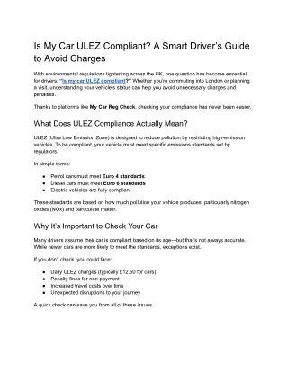 Is My Car ULEZ Compliant_ A Smart Driver’s Guide to Avoid Charges