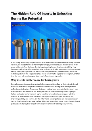 The Hidden Role Of Inserts In Unlocking Boring Bar Potential