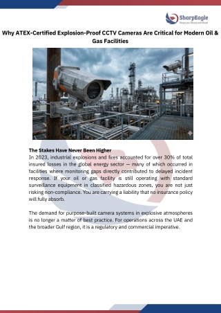 ATEX Explosion-Proof CCTV Cameras: Why They Matter