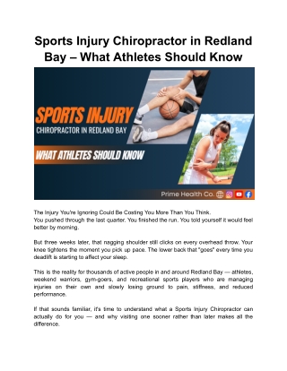 Sports Injury Chiropractor in Redland Bay – What Athletes Should Know