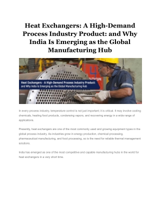 Heat Exchangers: Why India Is a Global Hub