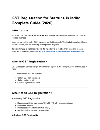 GST Registration for Startups in India Complete Guide (2026)