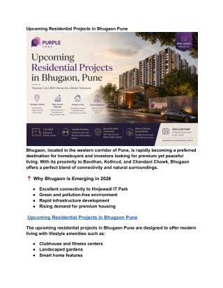 Upcoming Residential Projects in Bhugaon Pune