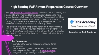 PAF Airman Preparation Course for Selection Test