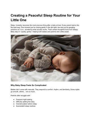 Creating a Peaceful Sleep Routine for Your Little One