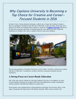 Why Capilano University Is Becoming a Top Choice for Creative and Career-Focused