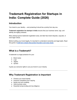 Trademark Registration for Startups in India Complete Guide (2026)