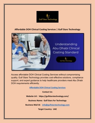 Affordable DOH Clinical Costing Services
