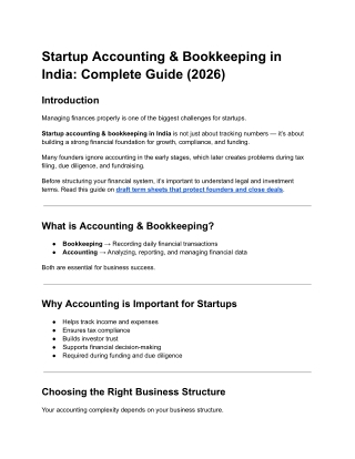 Startup Accounting & Bookkeeping in India Complete Guide (2026)