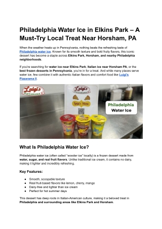 Philadelphia Water Ice in Elkins Park – A Must-Try Local Treat Near Horsham, PA