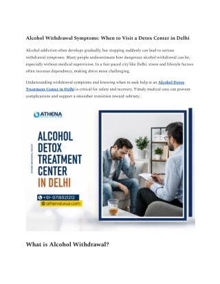 Alcohol Withdrawal Symptoms_ When to Visit a Detox Center in Delhi