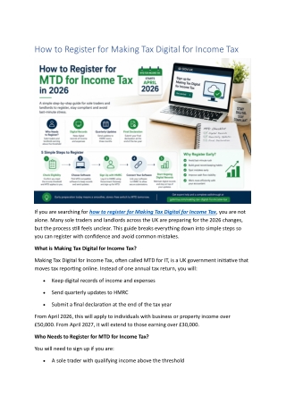 How to Register for Making Tax Digital for Income Tax