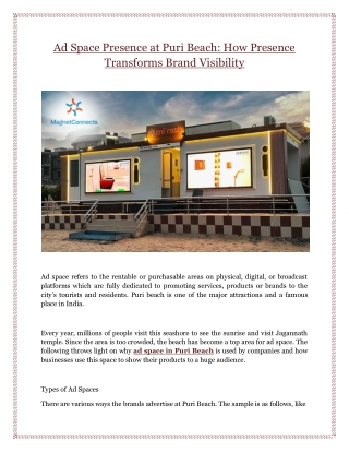 Ad Space Presence at Puri Beach: How Presence Transforms Brand Visibility