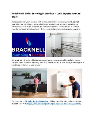 Reliable Oil Boiler Servicing in Windsor – Local Experts You Can Trust