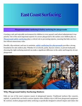 Safety surfacing for playgrounds