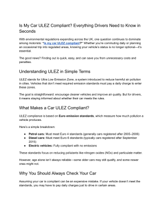 Is My Car ULEZ Compliant_ Everything Drivers Need to Know in Seconds