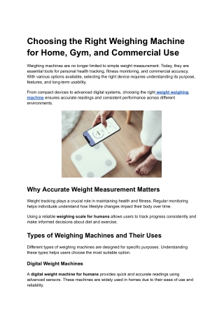Weighing Machine Guide for Home, Travel and Gym Use