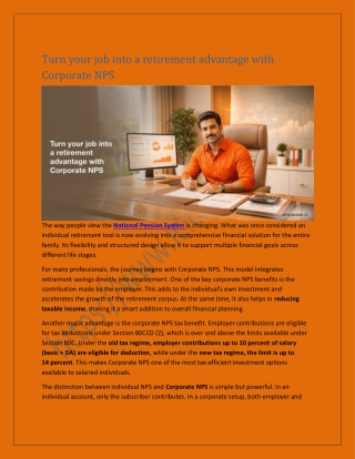 Turn your job into a retirement advantage with Corporate NPS