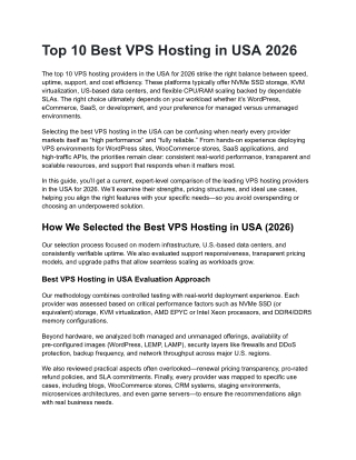 Top 10 Best VPS Hosting in USA 2026