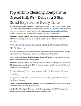 1- Top Airbnb Cleaning Company in Drexel Hill, PA – Deliver a 5-Star Guest Experience Every Time