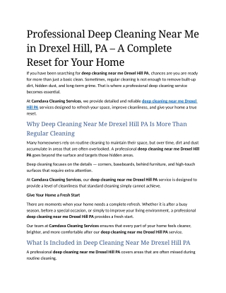 2- Professional Deep Cleaning Near Me in Drexel Hill, PA – A Complete Reset for Your Home