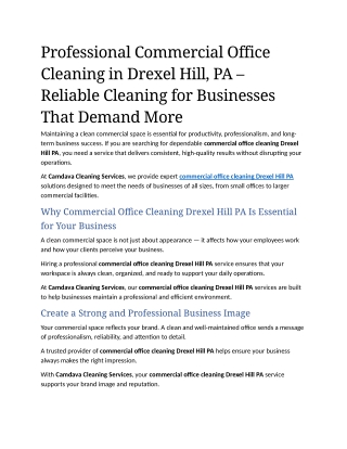 6- Professional Commercial Office Cleaning in Drexel Hill, PA – Reliable Cleaning for Businesses That Demand More