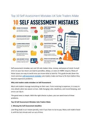 Top 10 Self Assessment Mistakes UK Sole Traders Make