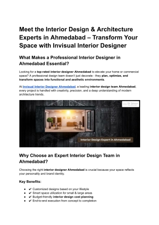 Meet the Interior Design & Architecture Experts in Ahmedabad – Transform Your Space with Invisual Interior Designer