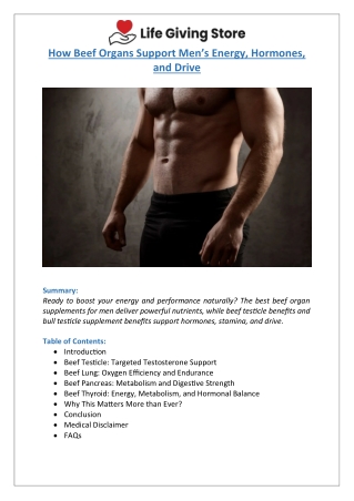 Best Beef Organ Supplements for Men’s Vitality | Life Giving Store