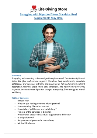How Glandular Beef Supplements Support Digestion | Life Giving Store