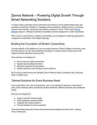 Zavros Network – Powering Digital Growth Through Smart Networking Solutions