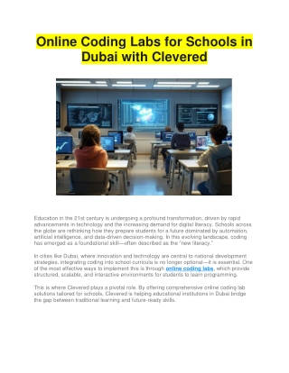 Online Coding Labs for Schools in Dubai with Clevered