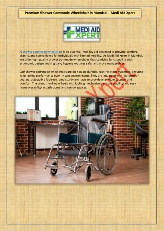 Premium Shower Commode Wheelchair in Mumbai - Medi Aid Xpert
