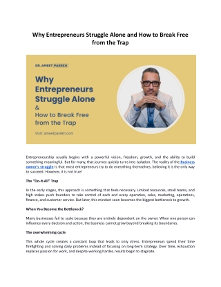 Why Entrepreneurs Struggle Alone and How to Break Free from the Trap