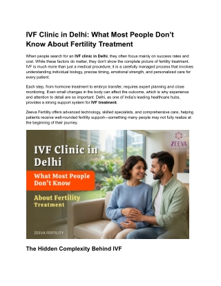 Best IVF Clinic in Delhi – Complete Fertility Guide