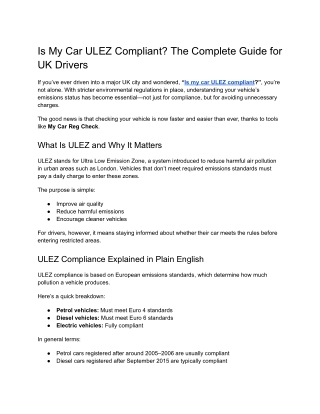 Is My Car ULEZ Compliant_ The Complete Guide for UK Drivers