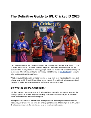 The Definitive Guide to IPL Cricket ID 2026