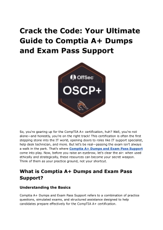 Crack the Code_ Your Ultimate Guide to Comptia A  Dumps and Exam Pass Support