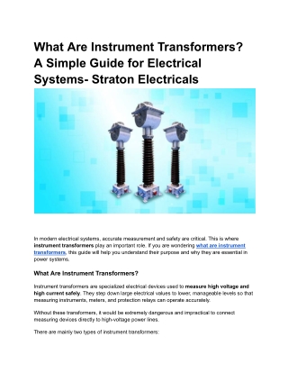 What Are Instrument Transformers_ A Simple Guide for Electrical Systems- Straton Electricals