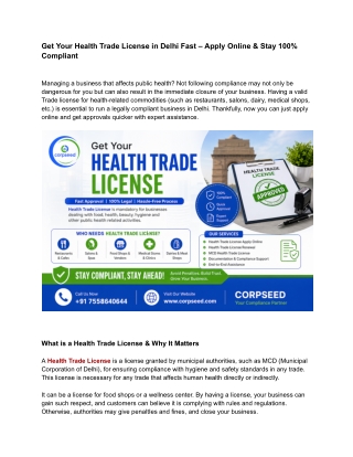 Get Your Health Trade License in Delhi Fast – Apply Online & Stay 100% Compliant