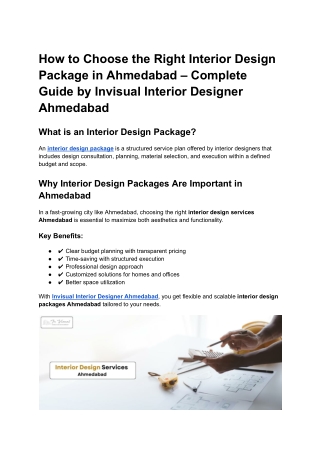 How to Choose the Right Interior Design Package in Ahmedabad – Complete Guide by Invisual Interior Designer Ahmedabad