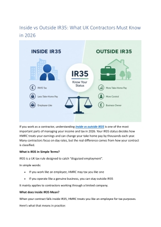 Inside vs Outside IR35 - What UK Contractors Must Know in 2026