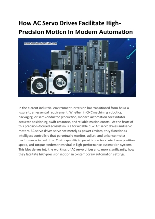 How AC Servo Drives Facilitate High-Precision Motion In Modern Automation